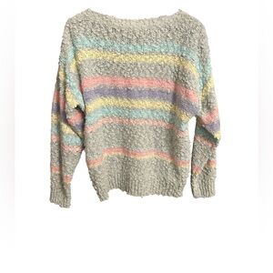 Vintage Partners By Mervyns Sweater Pastel Striped Size L 100% Acrylic 80s/90s